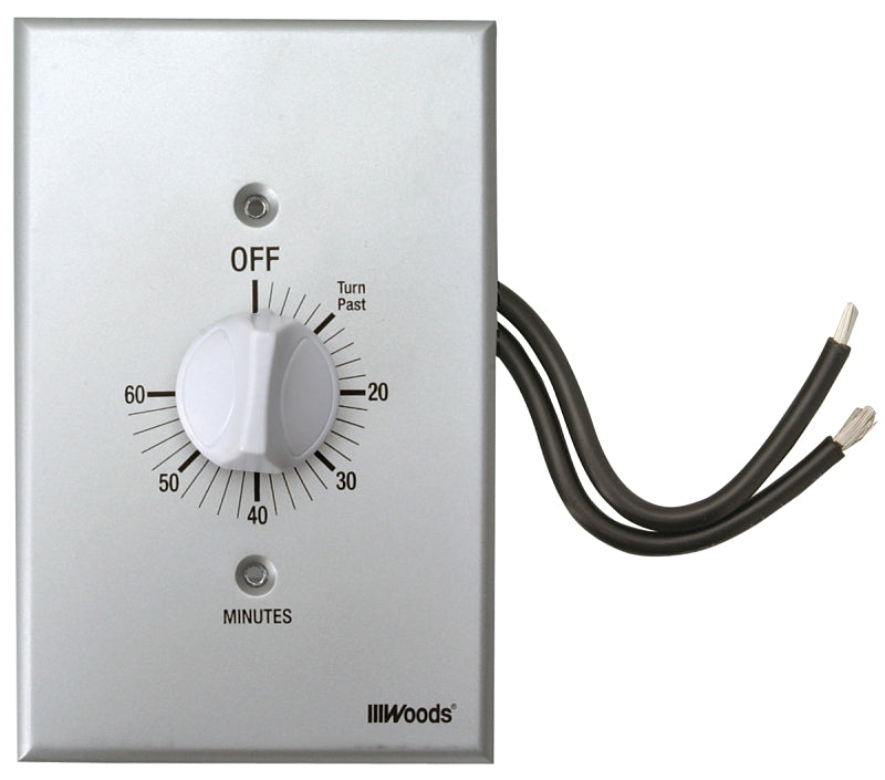 WOODS Woods 59719 Countdown Timer, 20 A, 125 V, 2500 W, 60 min Time Setting, Gray ELECTRICAL WOODS