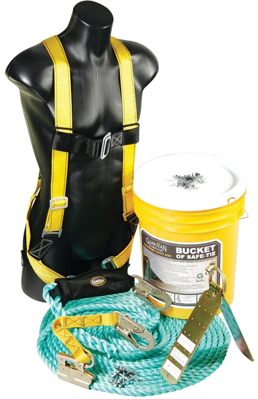 QUALCRAFT INDUSTRIES Qualcraft 00830 Roofer's Bucket Kit, Includes: 25 ft VLA Shock Pack Positioning Device with 18 in Extension Lanyard AUTOMOTIVE QUALCRAFT INDUSTRIES