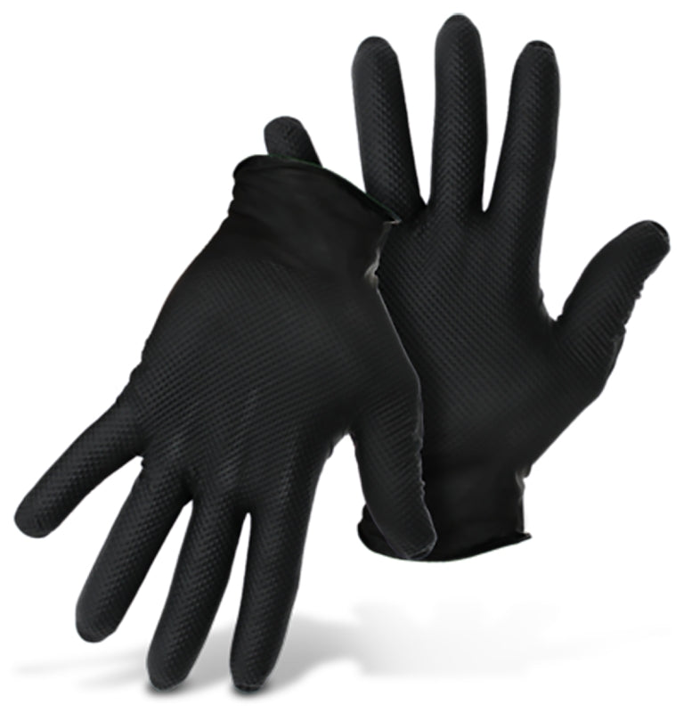 GRIPPAZ Grippaz G21091-L Disposable Gloves, L, Nitrile, Black