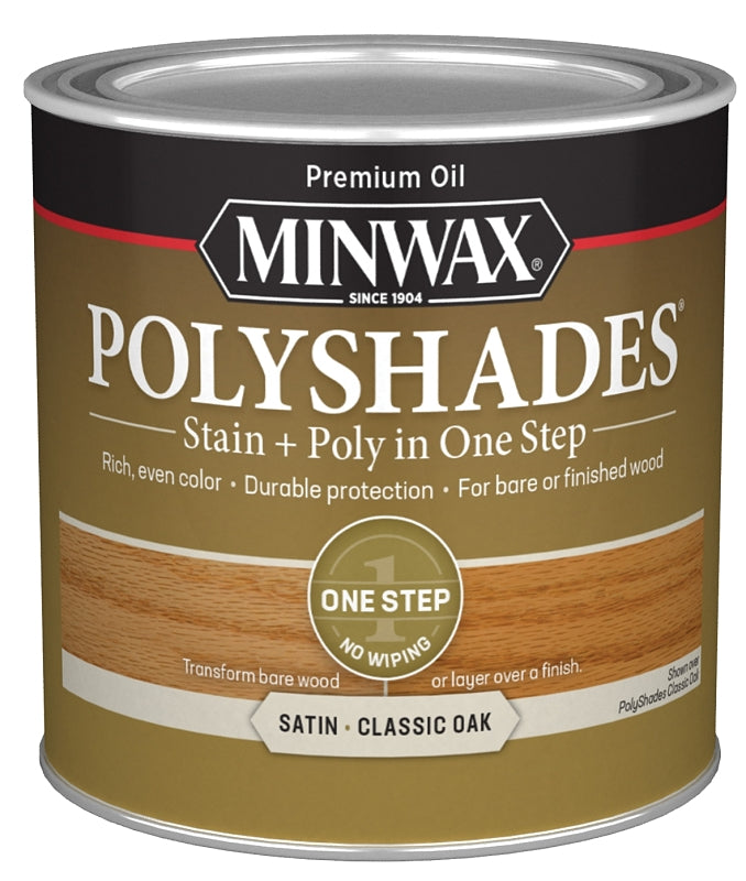 MINWAX Minwax 213704444 Waterbased Polyurethane Stain, Satin, Liquid, Classic Oak, 0.5 pt, Can PAINT MINWAX