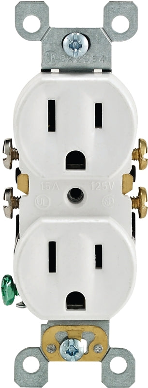 LEVITON Leviton 304-05320-0SW Duplex Receptacle, Thermoplastic, White, 2-Pole, 15 A, 125 V, 14 AWG Wire, 3-Wire ELECTRICAL LEVITON