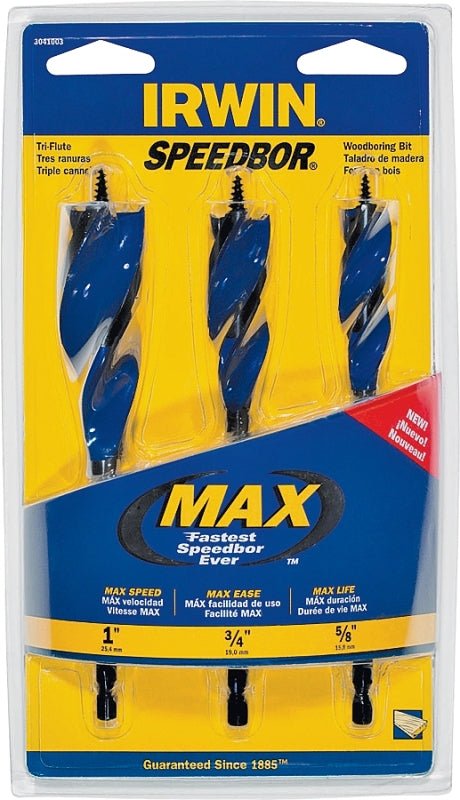 IRWIN Irwin Speedbor 3041003 Speed Bit Set, Tri-Flute Flute, Hex Shank