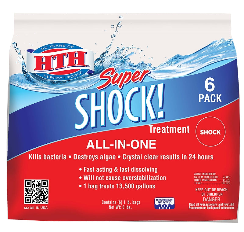 HTH HTH Super Shock 52023 Pool Treatment, Solid, Chlorine-Like, 6 lb OUTDOOR LIVING & POWER EQUIPMENT HTH