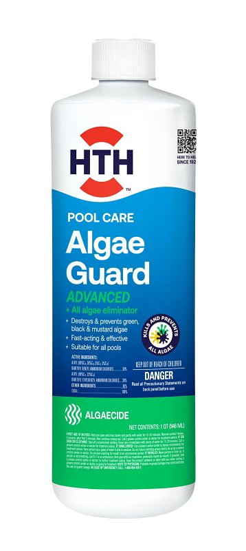 HTH HTH Pool Care, Algae Guard 67243 Pool Chemical, 1 qt, Hazy, Mild Quaternary Ammonium Chloride CLEANING & JANITORIAL SUPPLIES HTH