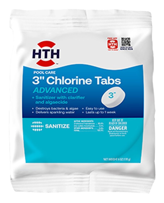 HTH HTH 42051 Advanced Chlorine Tablet, 6 oz, Bleach, Chlorine, White