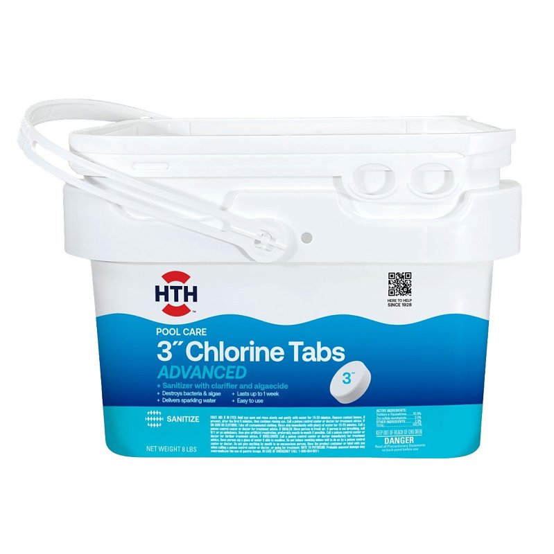 HTH HTH 42053 Advanced Chlorine Tablet, 8 lb, Bleach, Chlorine, White