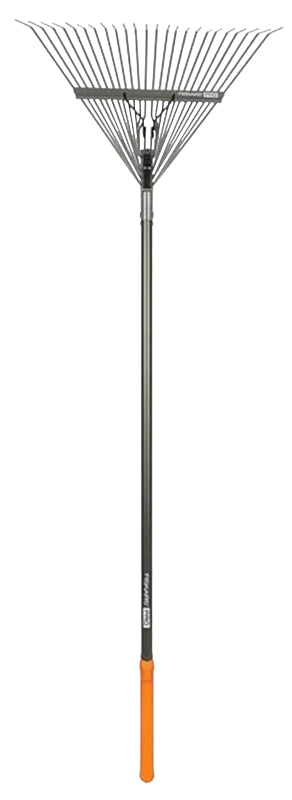FISKARS Fiskars 397930-1001 Pro Leaf Rake, Steel Tine, 24-Tine, Aluminum Handle, 66 in L Handle