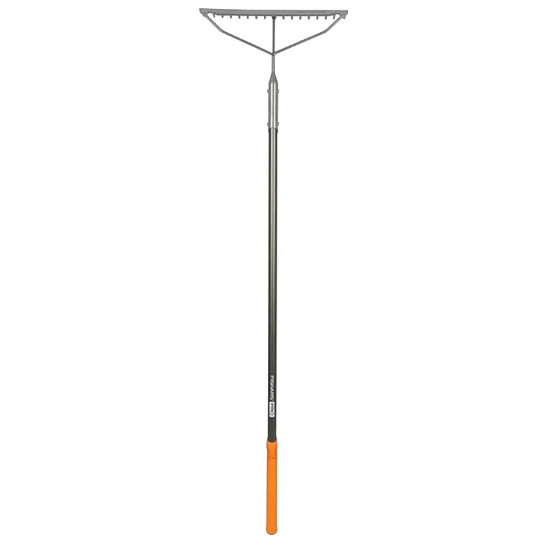 FISKARS Fiskars 397940-1001 Pro Garden Rake, 6 in L Head, 17 in W Head, 17-Tine, Metal Tine, Steel Head, 60 in L Handle