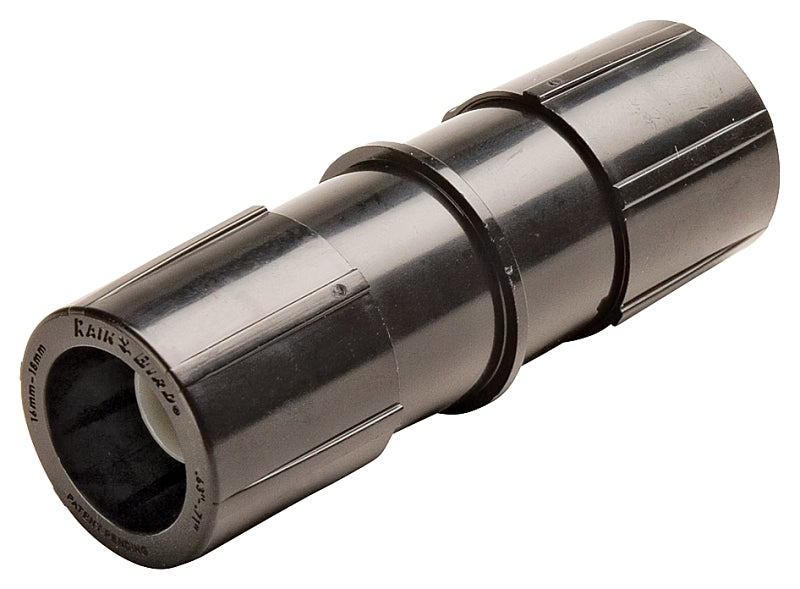 RAINBIRD Rain Bird EFC25-1PK Universal Tubing Coupling, 1/2 in Connection, Compression, Plastic, Black