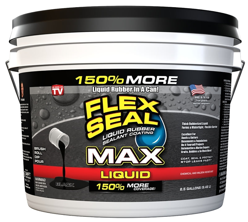 FLEX SEAL Flex Seal LFSMAXBLK02 Rubberized Coating, Black, 2.5 gal, Can