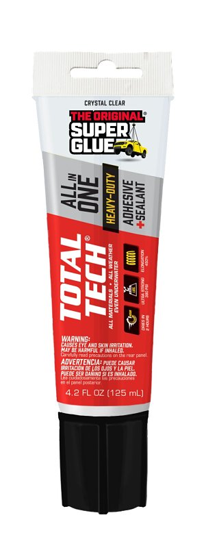 THE ORIGINAL SUPER GLUE Superglue Corp Total Tech 11711004 Construction Adhesive Sealant, Colorless/Transparent, 4.2 oz Tube