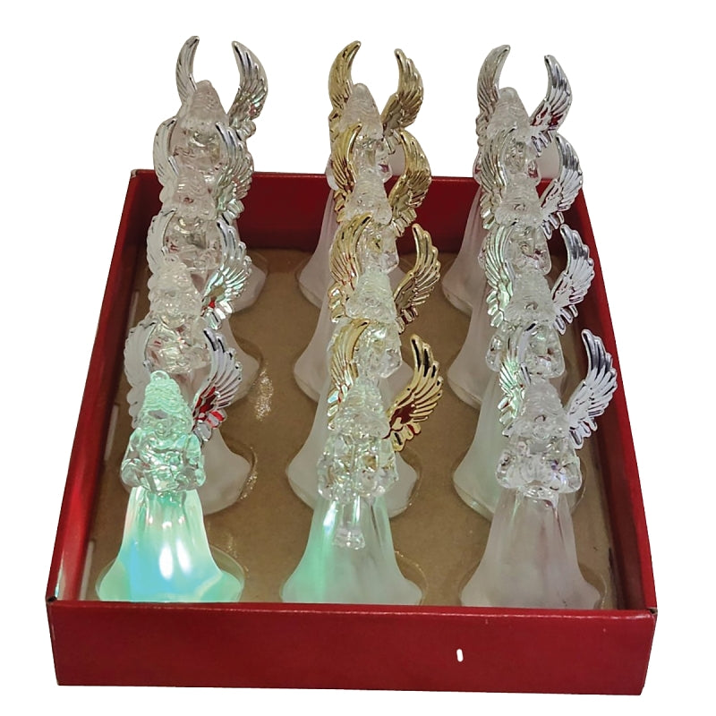 SANTAS FOREST Santas Forest 22416 Angel Decor, 6-3/4 in H, Christmas, Resin, Colorful, LED Bulb