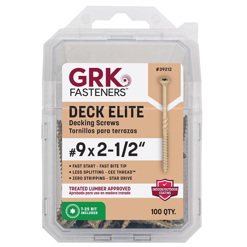 GRK FASTENERS GRK Fasteners Deck Elite Series 39212 Deck Screw, 2-1/2 in L, Coarse Thread, Bugle Head, Torx Drive, 6-Point, 80 HARDWARE & FARM SUPPLIES GRK FASTENERS