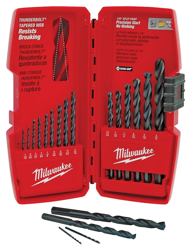 MILWAUKEE Milwaukee Thunderbolt 48-89-2803 Drill Bit Set, 15-Piece, Steel, Black Oxide TOOLS MILWAUKEE