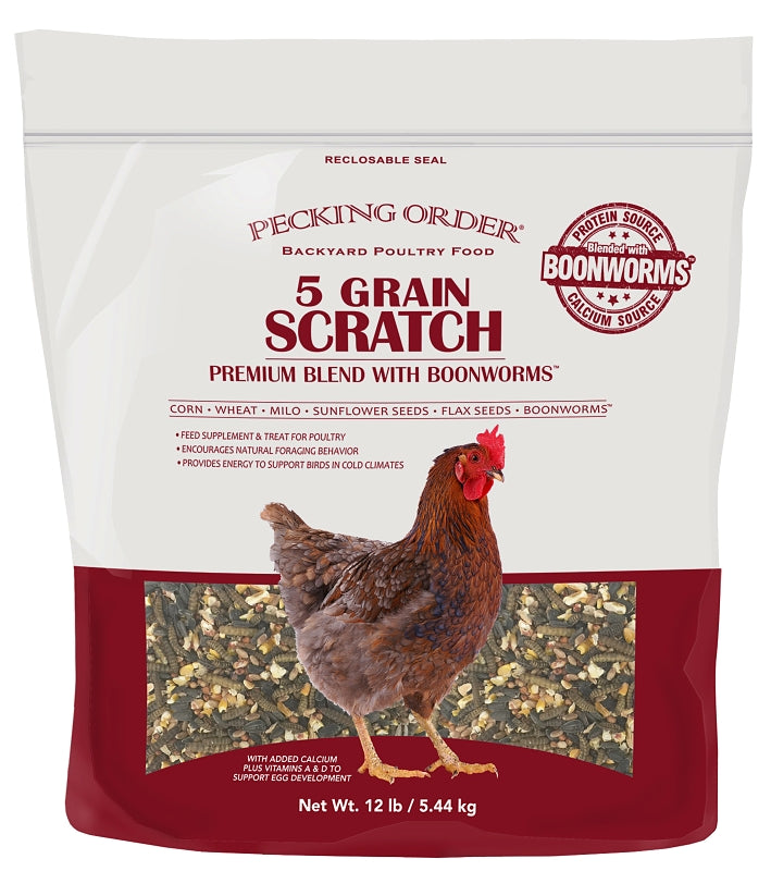 PECKING ORDER Pecking Order 009352 Five-Grain Scratch with Boonworms, 12 lb Bag HARDWARE & FARM SUPPLIES PECKING ORDER