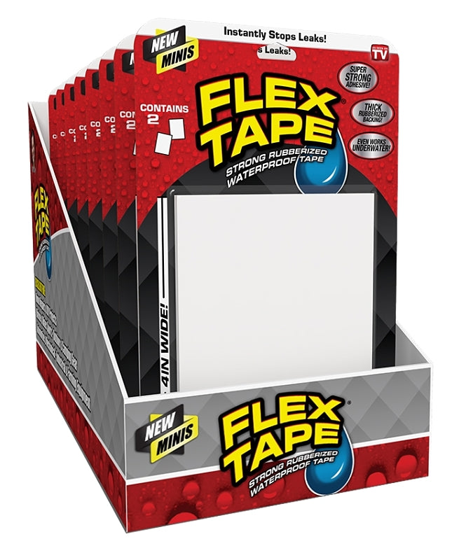 FLEX SEAL Flex Tape TFSWHTMINI Duct Tape, 4 in L, 3 in W, Plastic Backing, White HOUSEWARES FLEX SEAL