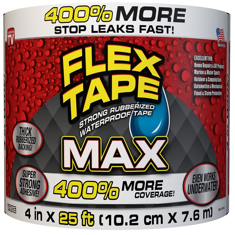 FLEX SEAL Flex Tape TFSMAXWHT04 Tape, 25 ft L, 4 in W, Rubber Backing, White