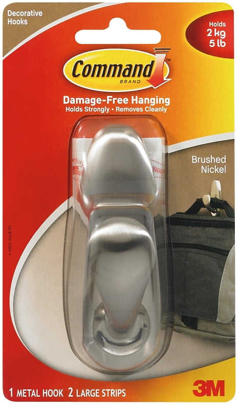 COMMAND Command Forever Classic Series FC13-BN Decorative Hook, 5 lb, 1 -Hook, Metal, Brushed Nickel HARDWARE & FARM SUPPLIES COMMAND