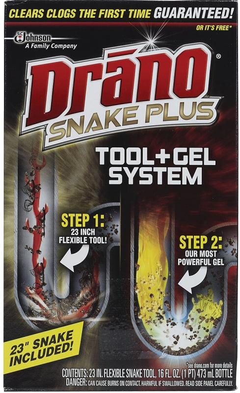 DRANO SC Johnson Drano Snake Plus 70241 Drain Cleaner, Gel, Bleach PLUMBING, HEATING & VENTILATION DRANO