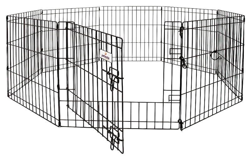 PETMATE Petmate 55014 Exercise Pen with Door, 192 in OAL, 0.3 in OAW, 42 in OAH, Black PET & WILDLIFE SUPPLIES PETMATE
