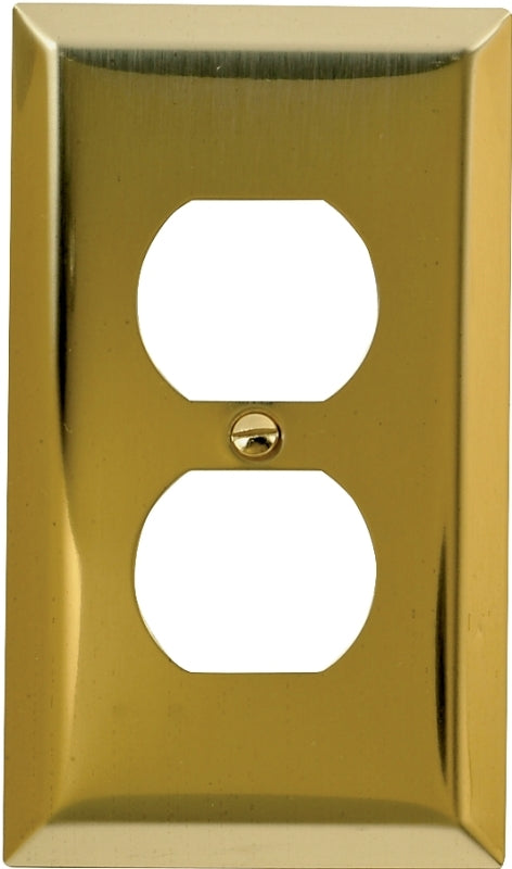 AMERELLE Amerelle 163DBR Receptacle Wallplate, 4-5/16 in L, 2-7/8 in W, 1 -Gang, Steel, Polished Brass