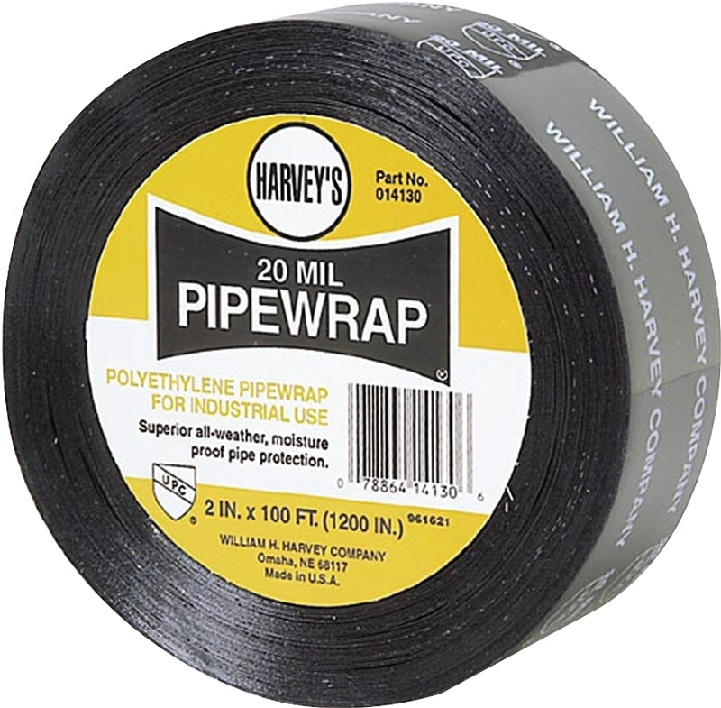 HARVEY Harvey 14130 Pipe Wrap, 100 ft L, 2 in W, 20 mil Thick, Black PLUMBING, HEATING & VENTILATION HARVEY