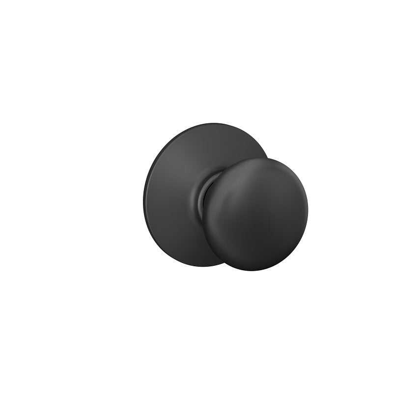 SCHLAGE LOCK Schlage F Series F10 V PLY 622 Passage Knob, Metal, Matte Black, 2-3/8, 2-3/4 in Backset, 1-3/8 to 1-3/4 in Thick Door