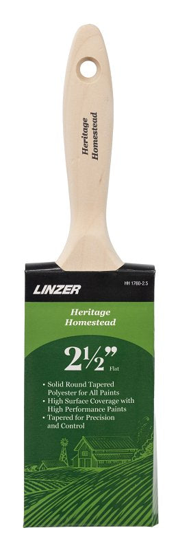 LINZER PRODUCTS Linzer HH1760-0250 Paint Brush, 2-1/2 in W, Flat Sash Brush, 3 in L Bristle, Polyester Bristle