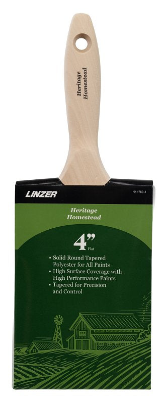 LINZER PRODUCTS Linzer HH1760-4 Varnish/Wall Brush, 4 in W, 3-1/2 in L Bristle, Polyester Bristle