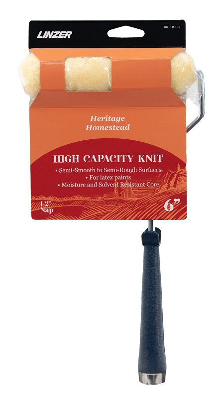 LINZER PRODUCTS Linzer HH MT 144-11 0600 Trim Roller with Frame Threaded End, 1/2 in Nap, Polyester Cover, Metal/Plastic Roller