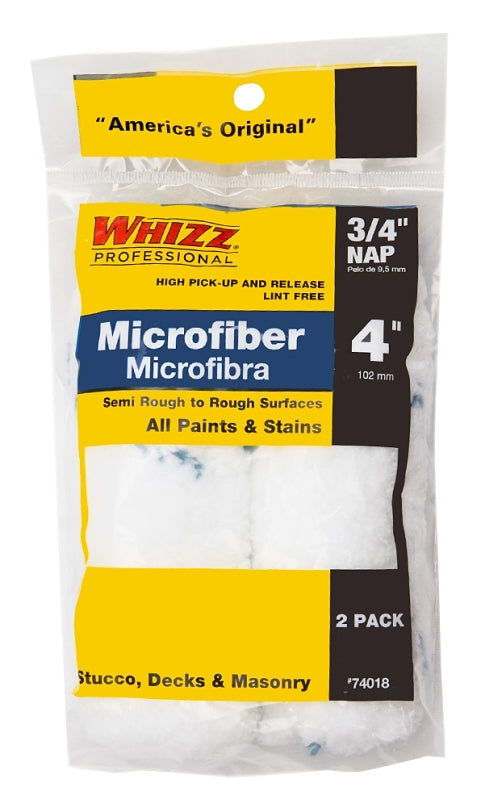 WHIZZ Whizz 74018 Mini Roller Cover, 3/4 in Thick Nap, 4 in L, Microfiber Cover, 2/PK PAINT WHIZZ