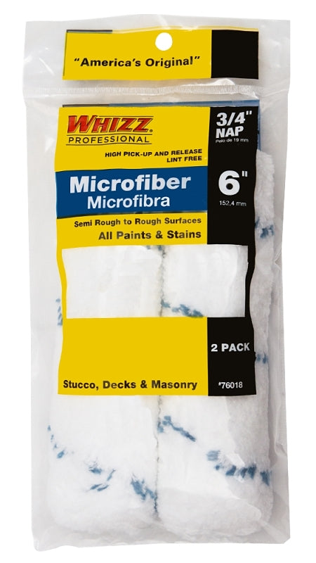 WHIZZ Whizz 76018 Mini Roller Cover, 3/4 in Thick Nap, 6 in L, Microfiber Cover, 2/PK