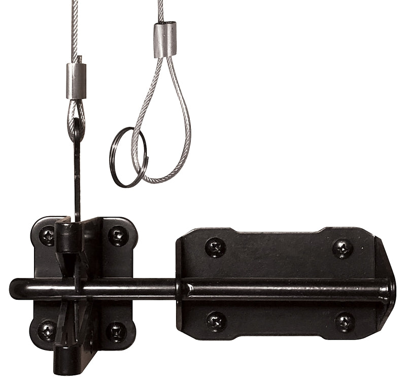NUVO IRON Nuvo Iron GLWHD/B Heavy-Duty Latch and Catch with Cable and Ring, 7-1/2 in L, 5-3/4 in W, Galvanized Steel, Black HARDWARE & FARM SUPPLIES NUVO IRON