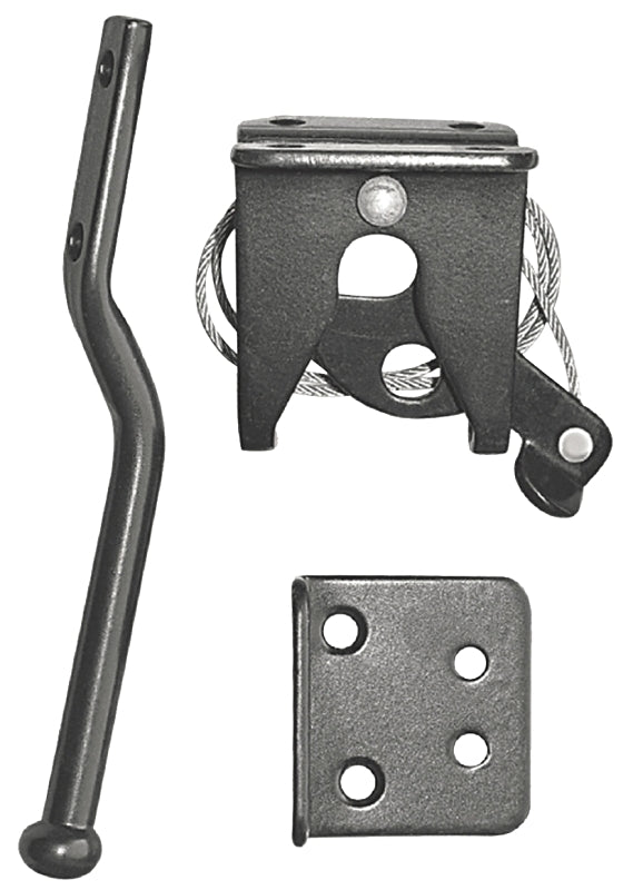 NUVO IRON Nuvo Iron LCWSLBLK/B Spring Loaded Latch and Catch with Cable and Ring, 6-1/2 in L, 3-1/2 in W, Galvanized Steel, Black HARDWARE & FARM SUPPLIES NUVO IRON