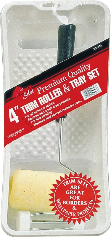 LINZER Linzer RS400 Roller and Tray Set, Mini Size, Plastic, Includes: (1) 3/8 in Roller Cover and (1) 4 in Plastic Tray PAINT LINZER