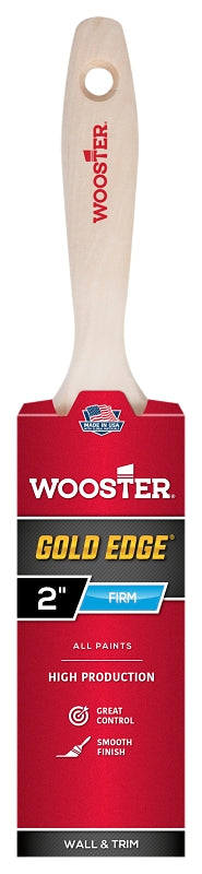 WOOSTER BRUSH Wooster 5232-2 Paint Brush, Gold Bristle/White, Beech Hardwood Handle, 2 in W, 2-11/16 in L Bristle, Polyester Bristle PAINT WOOSTER BRUSH