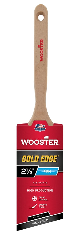 WOOSTER BRUSH Wooster 5236-2-1/2 Paint Brush, 2-1/2 in W, 2-15/16 in L Bristle, Polyester Bristle, Semi-Oval Angle Sash Handle PAINT WOOSTER BRUSH