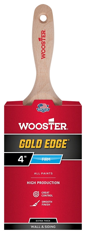 WOOSTER BRUSH Wooster Gold Edge 5237-4 Paint Brush, 4 in W, Extra-Thick Flat Brush, 3-15/16 in L Bristle, Polyester Bristle
