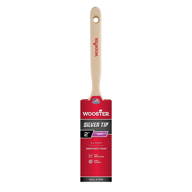 WOOSTER BRUSH Wooster 5220-2 Paint Brush, Silver/White, Birchwood Handle, 2 in W, 2-11/16 in L Bristle, Polyester Bristle