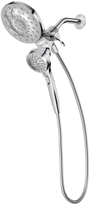 MOEN Moen 26009SRN Hand Shower and Rain Shower Combo, Round, 1/2 in Connection, IPS, 2.5 gpm, 6-Spray Function, Metal