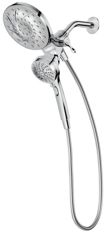 MOEN Moen 26009 Hand Shower and Rain Shower Combo, 1/2 in Connection, IPS, 2.5 gpm, 6-Spray Function, Chrome, 6-1/2 in Dia