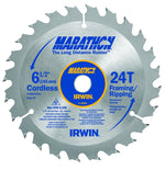 IRWIN Irwin Marathon 14029 Circular Saw Blade, 6-1/2 in Dia, 5/8 in Arbor, 24-Teeth, Carbide Cutting Edge TOOLS IRWIN