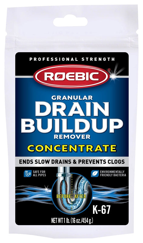 ROEBIC LABORATORIES Roebic K-67GDB Drain Buildup Remover, 16 oz, Granular, White PLUMBING, HEATING & VENTILATION ROEBIC LABORATORIES