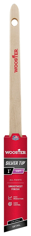 WOOSTER BRUSH Wooster 5224-1 Paint Brush, Silver/White, Birchwood Handle, 1 in W, 2-3/16 in L Bristle, Polyester Bristle, Sash Handle