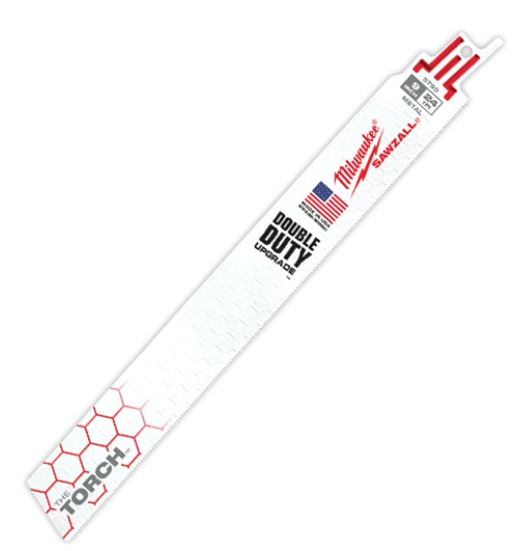MILWAUKEE Milwaukee The Torch 48-00-5791 Reciprocating Saw Blade, 1 in W, 12 in L, 24 TPI, Bi-Metal Cutting Edge