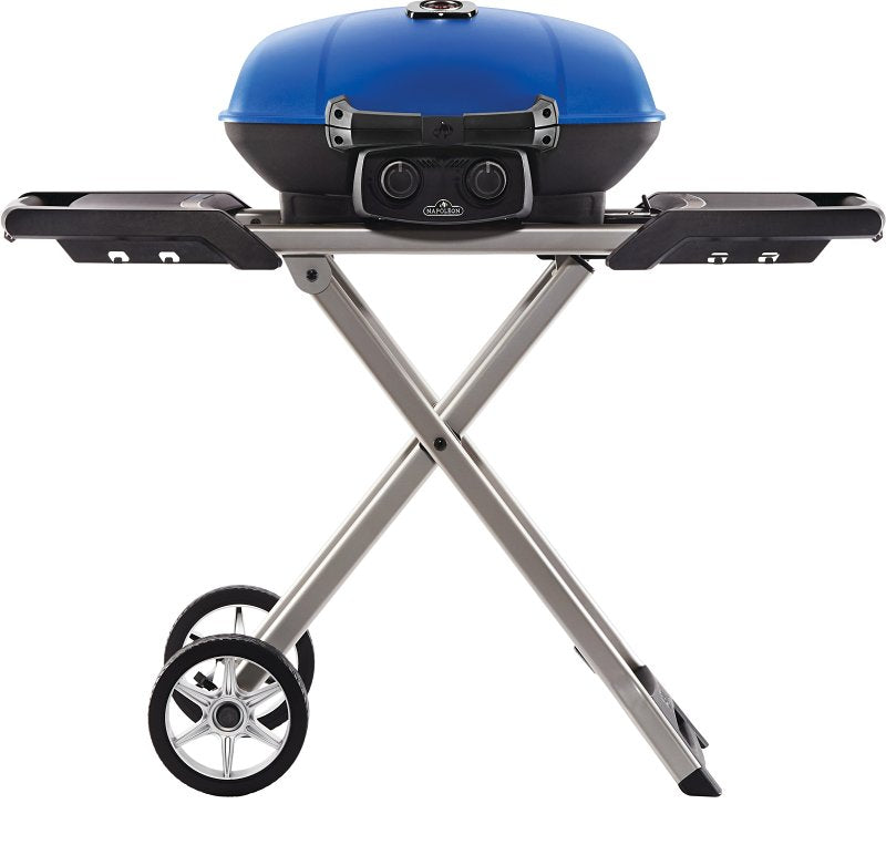 NAPOLEON GRILLS, WOLF S Napoleon TRAVELQ 285X Series TQ285X-BL-1 Portable Gas Grill with Scissor Cart, 12,000 Btu, Liquid Propane, 2-Burner, Blue OUTDOOR LIVING & POWER EQUIPMENT NAPOLEON GRILLS, WOLF S