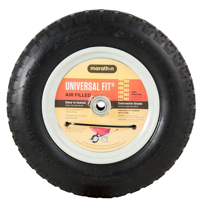 ARNOLD Arnold 20260 Wheelbarrow Wheel, 4.8/4 x 8 in Tire, 14-1/2 in Dia Tire, Knobby Tread