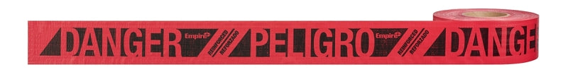 EMPIRE Empire 76-0604 Barricade Tape, 500 ft L, 3 in W, Danger/Peligro, Red Background TOOLS EMPIRE