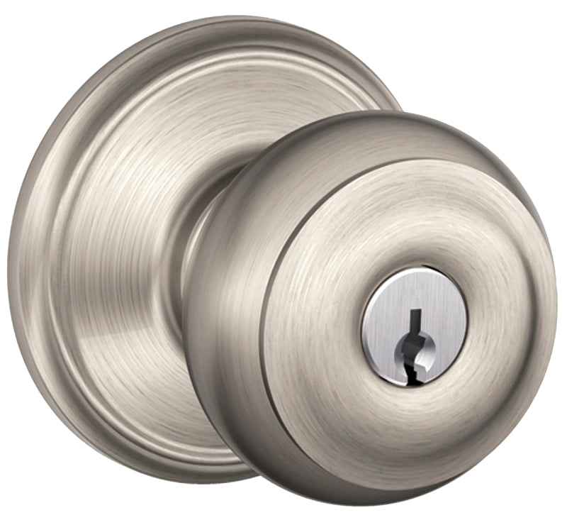 SCHLAGE LOCK Schlage F Series F51A VGEO619KA4 Entry Knob, Knob Handle, Satin Nickel, Metal, C Keyway, Re-Key Technology: Traditional HARDWARE & FARM SUPPLIES SCHLAGE LOCK