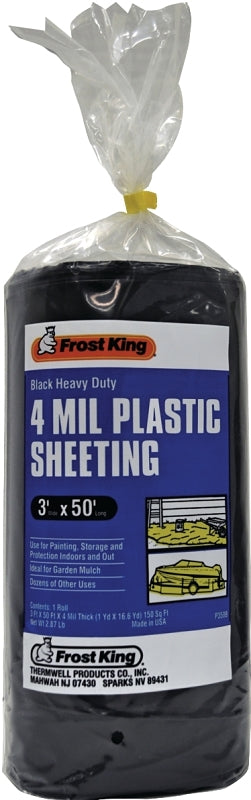 FROST KING Frost King P350BW Polyethylene Sheeting, 50 ft L, 3 ft W, 4 mil Thick, Black HARDWARE & FARM SUPPLIES FROST KING